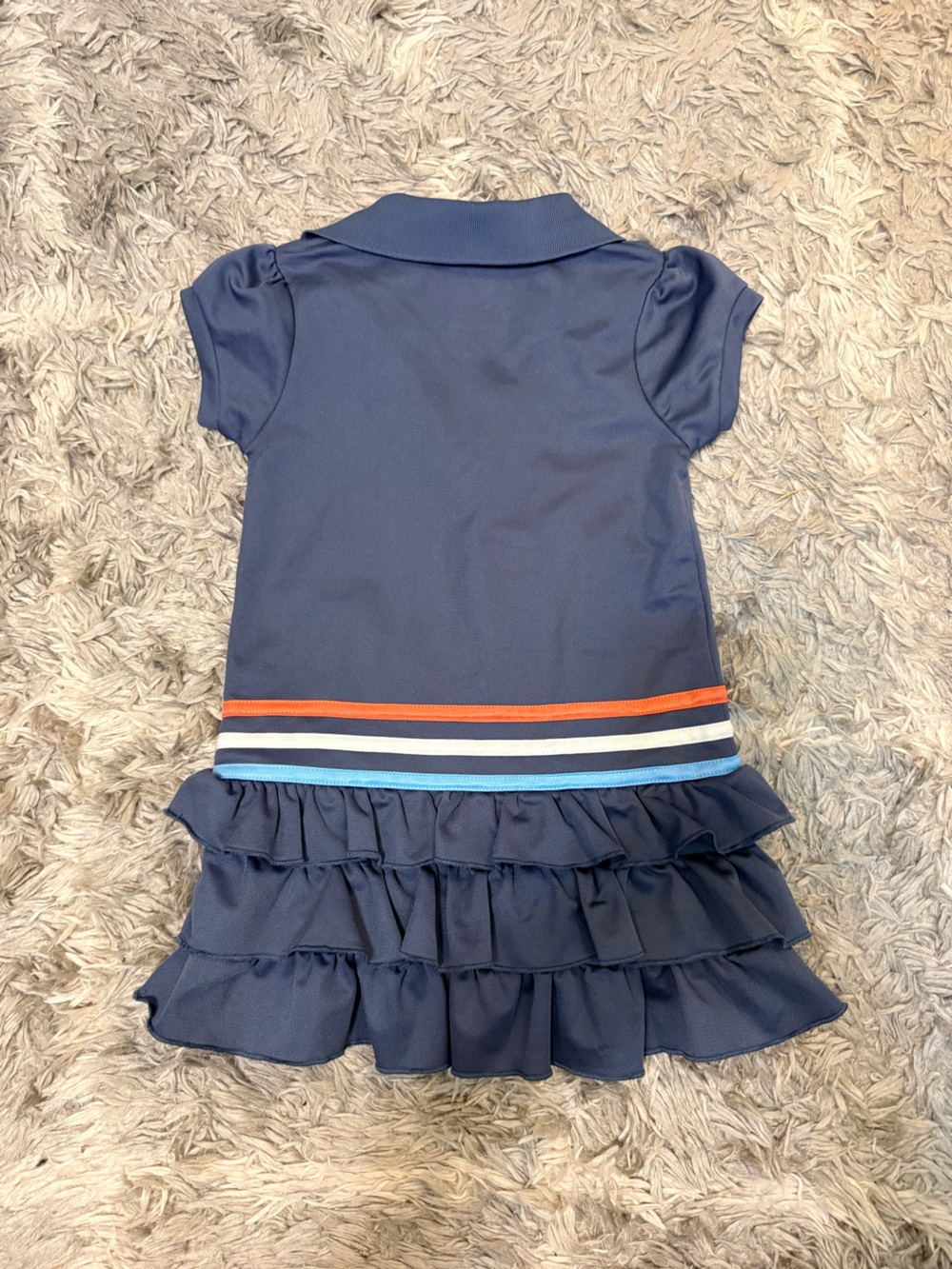 adidas Toddler Girls Navy Blue Short Sleeve Ruffle Polo Dress - Picture 3 of 3